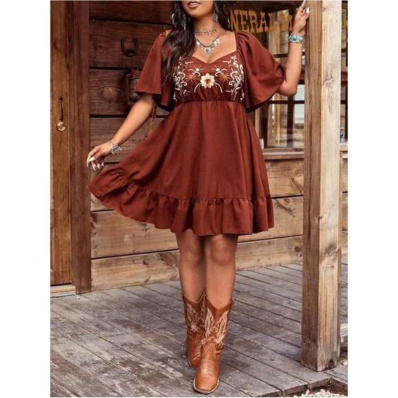 open lace back dress A Western Dream Tooled & Turquoise Dress main image 1